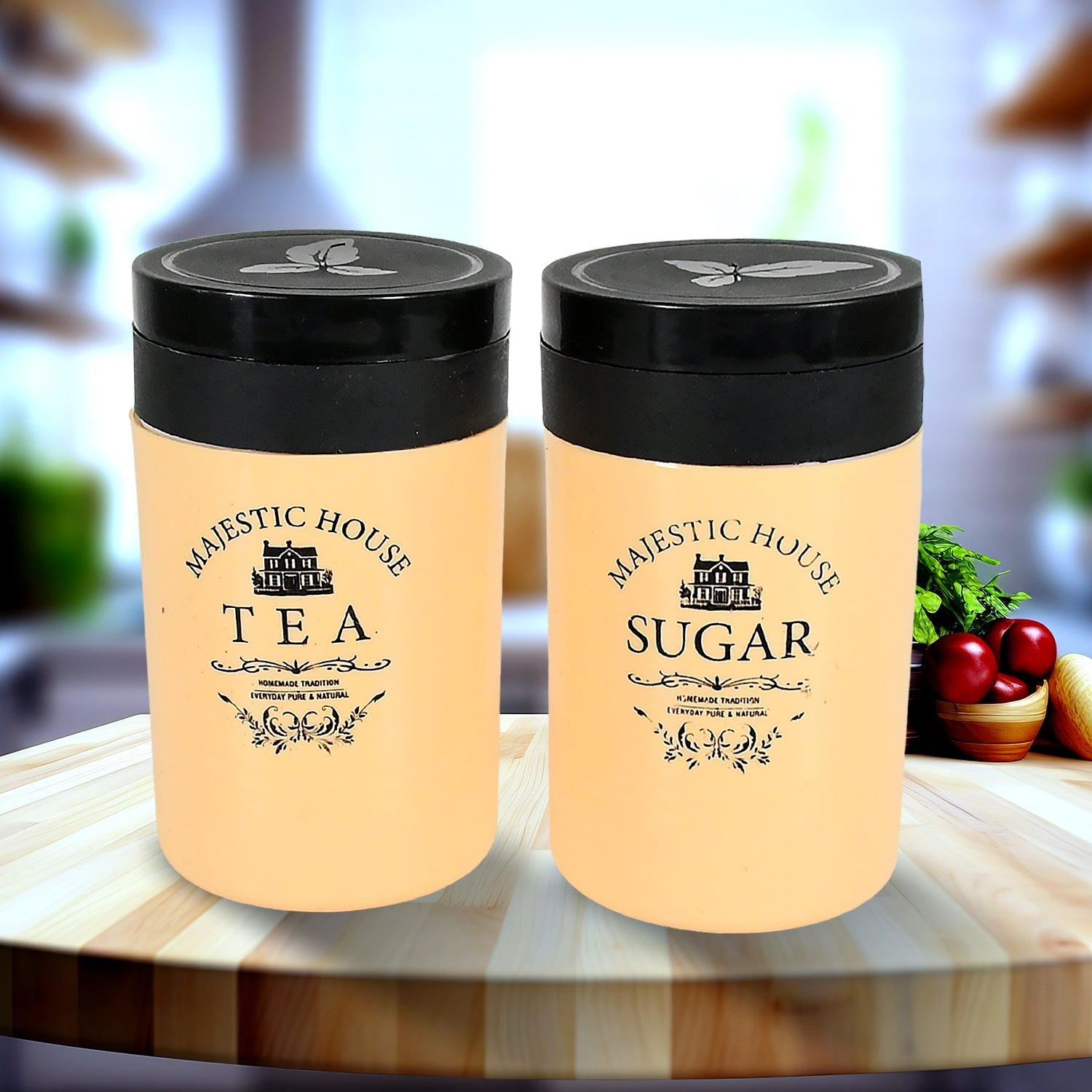 Accurate Seal Tea Sugar Coffee Container, Plastic Damru Shaped Tea, Coffee, Sugar Canisters Jar, New Airtight Food Seal Containers for Salt, Dry Fruit, Grocery 2 Section (800 ML Approx) Accurate Seal Tea Sugar Coffee Container, Plastic Damru Shaped Tea, Coffee, Sugar Canisters Jar, New Airtight Food Seal Containers for Salt, Dry Fruit, Grocery 2 Section (800 ML Approx)